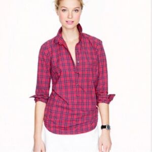 J. Crew Red Tartan Popover
